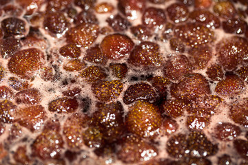 Process of making strawberry jam. Selective focus. Shallow depth