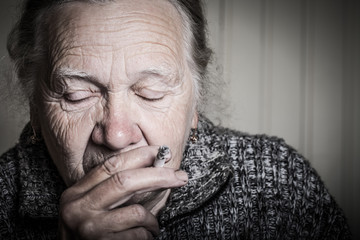 Portrait of an elderly woman. Toned