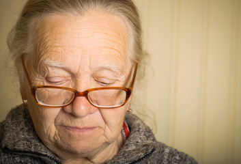 Portrait of an elderly woman. Toned