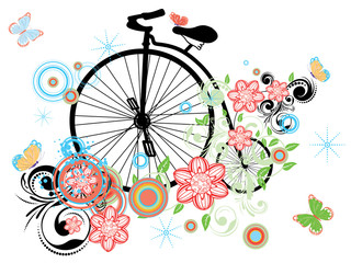 Old Bicycle and Floral Ornament