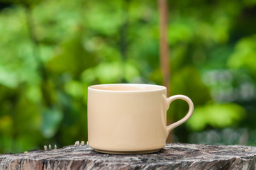 Coffee mug on wooden.