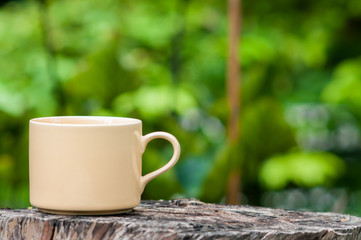 Coffee mug on wooden.