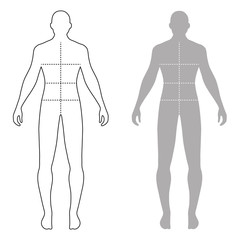 Fashion man outlined template figure silhouette with marked body