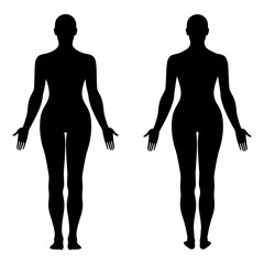 Fashion woman's solid template figure silhouette (front & back v