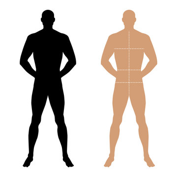 Fashion man solid template figure silhouette with marked body's