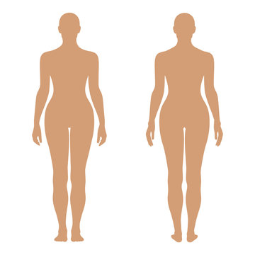 Fashion woman's solid template figure silhouette (front & back v