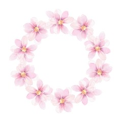 Delicate floral wreath. Round frame 1. Watercolor element for design