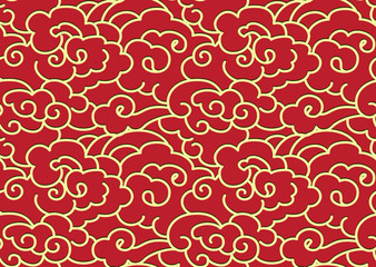 red chinese clouds, seamless pattern