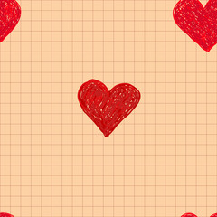 Doodle seamless pattern with hearts