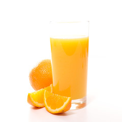 orange juice on white background