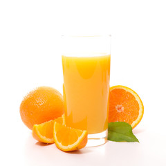 orange juice on white background