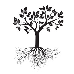 Fototapeta premium Black Tree and Leafs. Vector Illustration.
