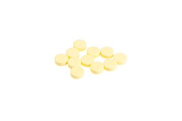 The heap of pills isolated on white background