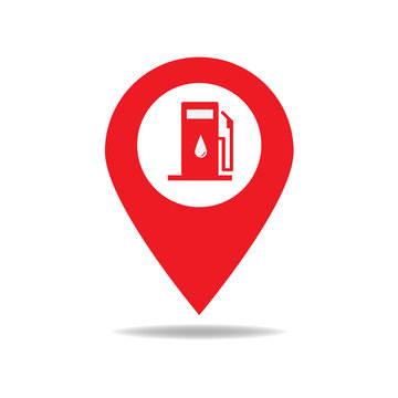 Map pointer with gas station icon
