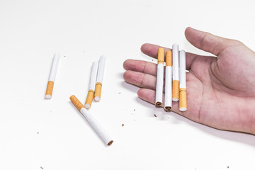 refusing cigarettes , Concept for stop smoking cigarette and healthy lifestyle