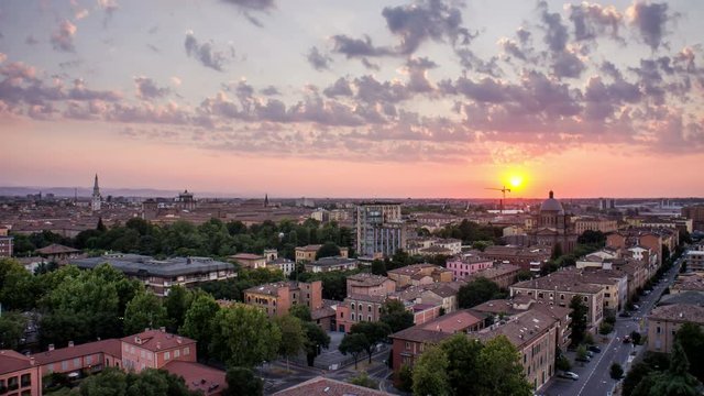 modena skyline from day to night timelapse city lighting up