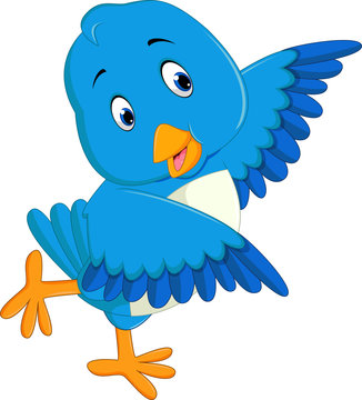 recommend clip art: Cute blue bird cartoon