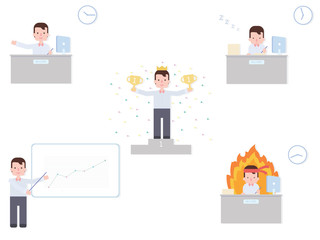 Business man or salary man in the office routine life style