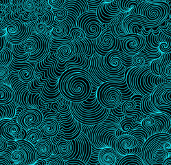 Beautiful abstract vector seamless wavy texture with curling lines like sea waves Decorative vector endless pattern. You can use any color of background or foreground