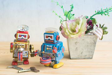 Old classic robot toys