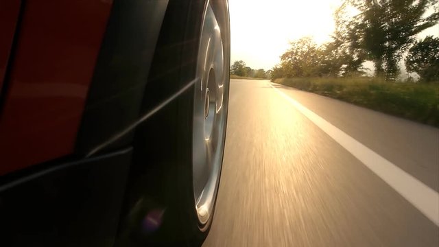 driving wheel point of view low angle
