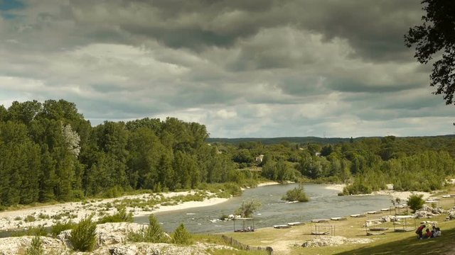 Gardon river at Pont du Gard 