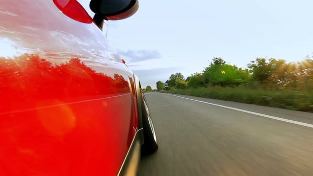driving car camera mounted outside the car point of view low angle
