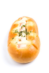 Cream and Ham Bread, isolated on white