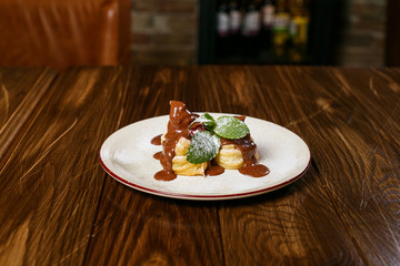 Dessert. piece of cake on a black background
