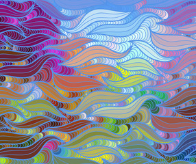 Vector wave background of doodle hand drawn lines