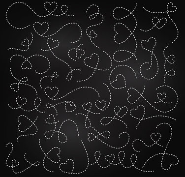 Vector Set of Chalkboard Dotted Arrows and Connecting Lines with Hearts