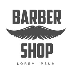 vintage barber shop logo, label, badge and design element, vector illustration isolated on white background. Combs, moustache and scissors logo for barbershops, beauty salons, hairdressers
