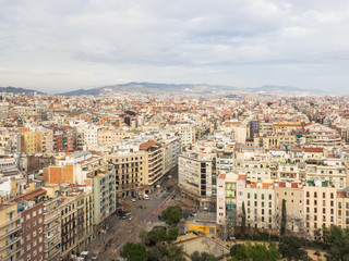 Fototapeta na wymiar Luftaufnahme der Stadt Barcelona, Katalonien, Spanien