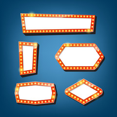 Electric bulbs billboard. Retro light frames. vector illustratio