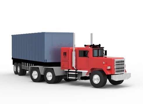 3d illustration of big truck. white background isolated. icon for game web. 