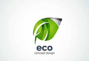 Abstract business company leaf logo template, green concept
