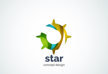 Sun logo template, shining star concept