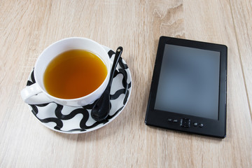 Morning drink with the ebook