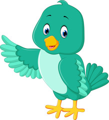 Cute green bird cartoon