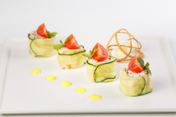 beautiful appetizer on wooden background