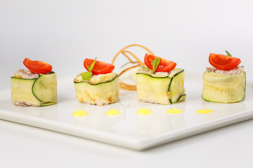 beautiful appetizer on wooden background