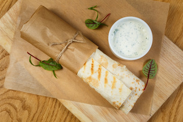 Beautiful meat dish on a wooden background