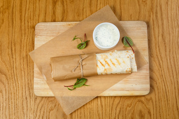 Beautiful meat dish on a wooden background