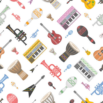 Musical instruments seamless pattern