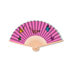 Fan for kabuki dance. Geisha accessories. Fan with the image of