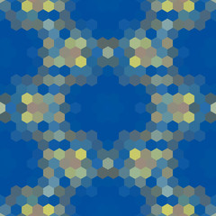 Kaleidoscopic low poly hexagon style vector mosaic background