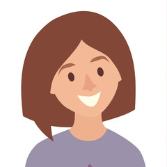 Happy girls icon vector.  Face of people icon flat cartoon style. Person people head, isolated avatar on white background