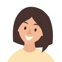 Happy girls icon vector. Young woman icon illustration. Face of people icon flat cartoon style. Person people head, isolated avatar on white background