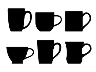 Various tea mugs. Vector illustration.