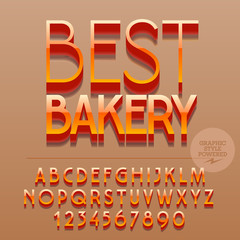 Obraz premium Set of slim reflective alphabet letters, numbers and punctuation symbols. Vector glossy plastic icon with text Best bakery. File contains graphic styles
